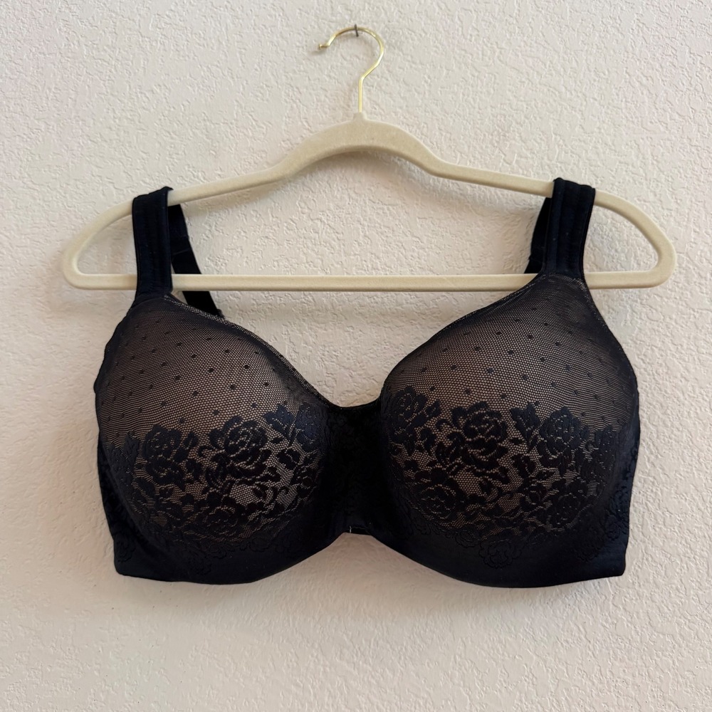 Soma Stunning Support Balconet Bra Black Floral Lace Mesh Underwire 36G
